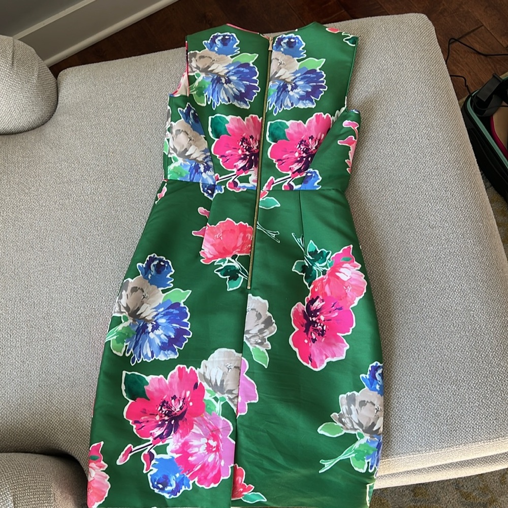 Kate Spade Green Floral Cocktail Dress Sz 2 - Picture 5 of 7